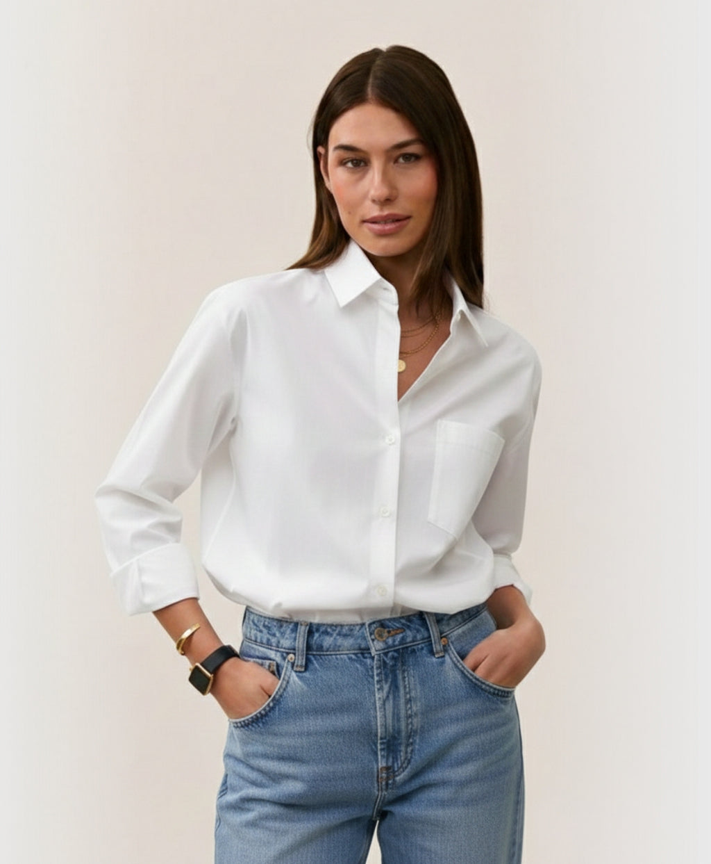 Serene | White Cotton Blouse Shirt
