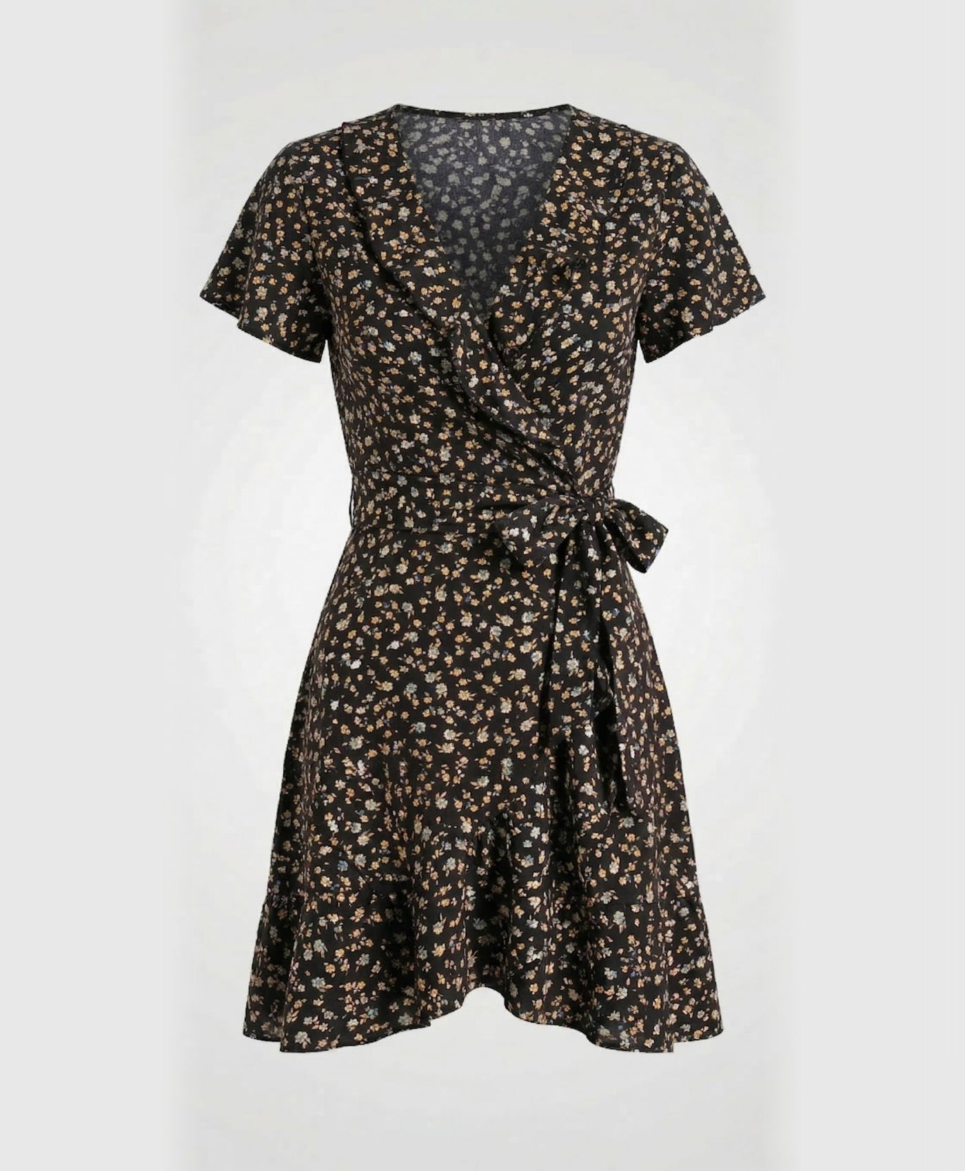Flora | Floral Ruffles V-neck Short Dress