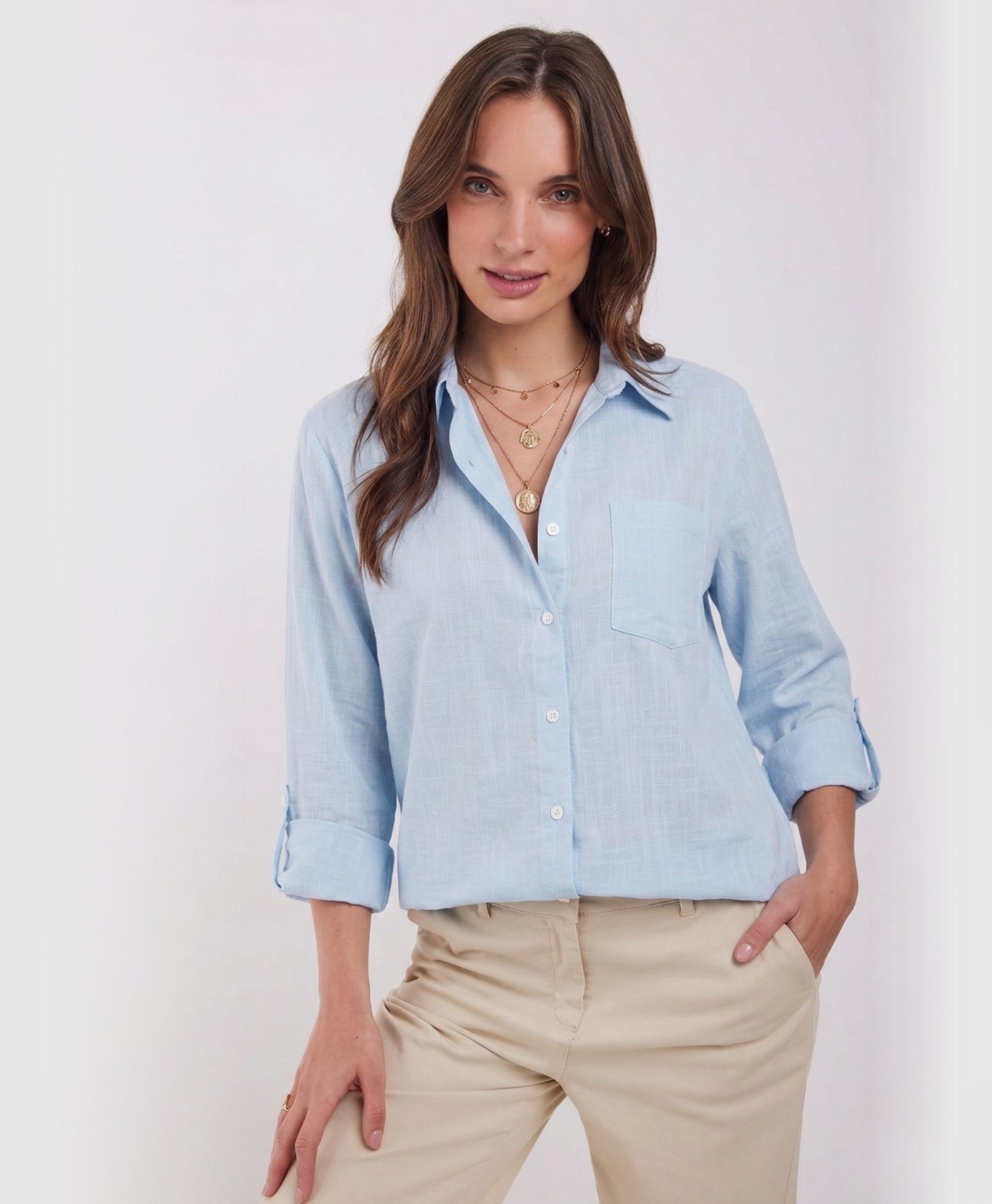 Camilla | Long Sleeve Button Up Cotton Linen Blouse