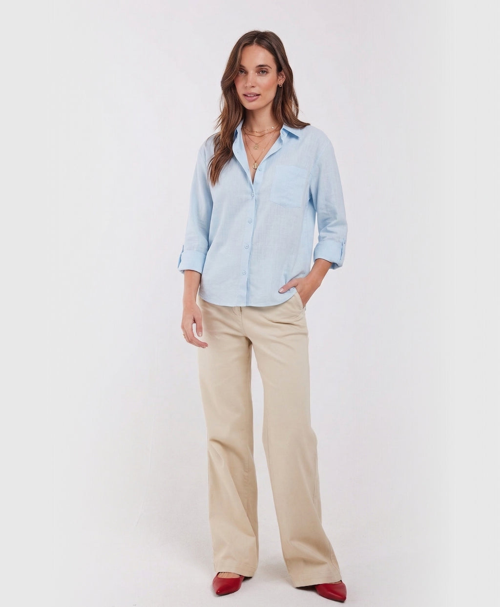 Camilla | Long Sleeve Button Up Cotton Linen Blouse
