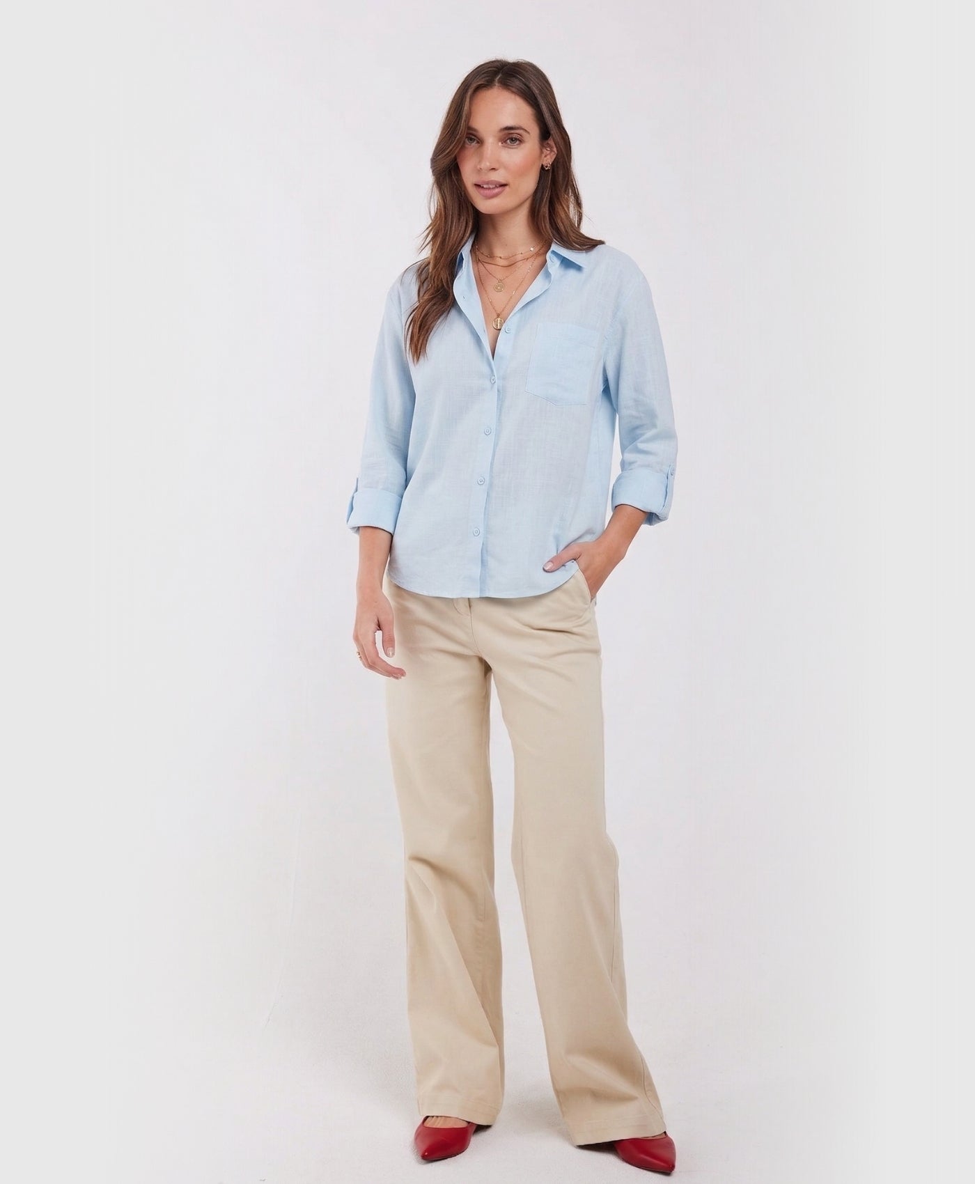 Camilla | Long Sleeve Button Up Cotton Linen Blouse