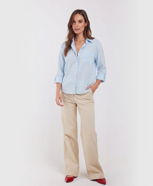 Camilla | Long Sleeve Button Up Cotton Linen Blouse