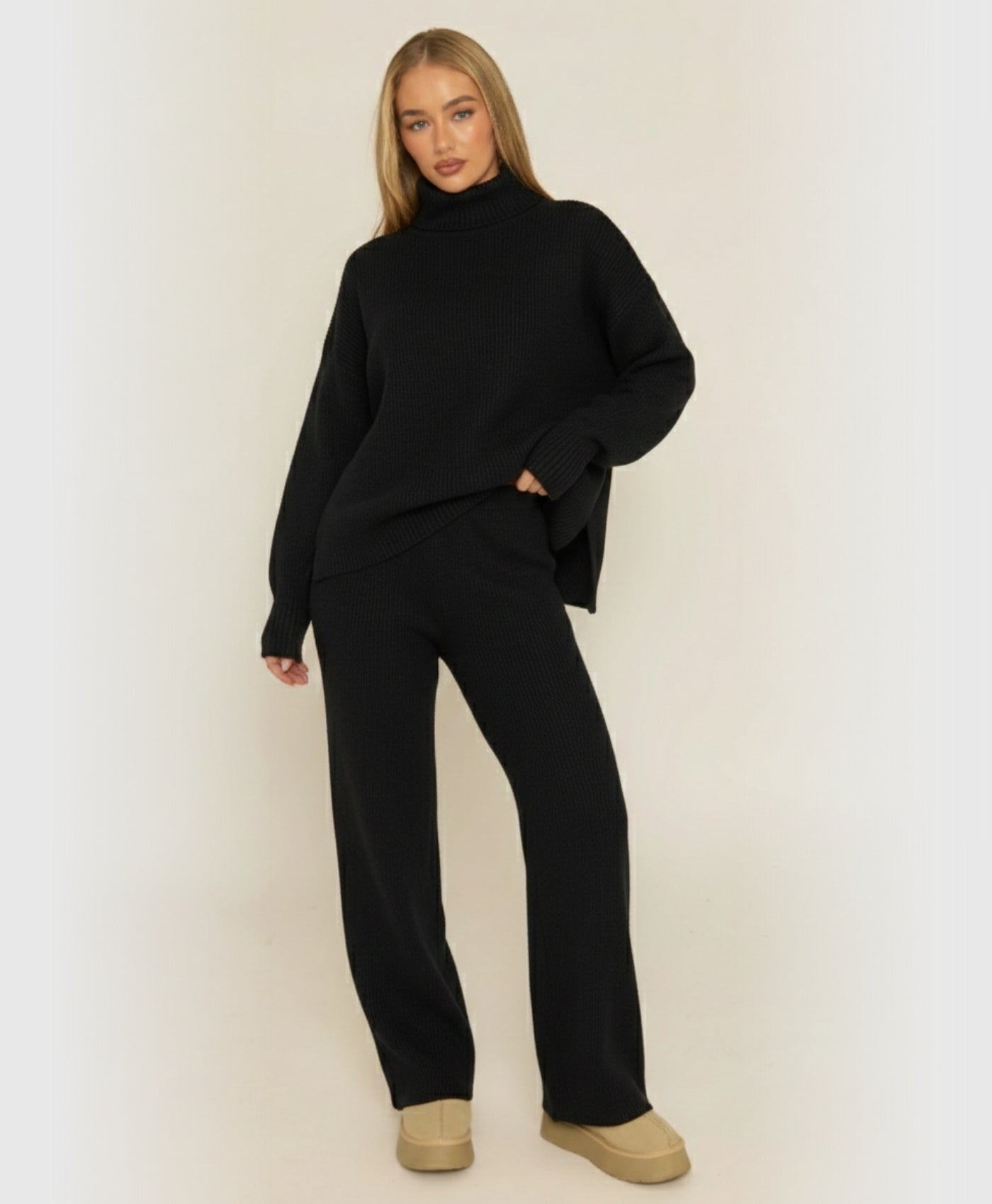 Solana | Two Piece Knitted Turtleneck Set - One Size