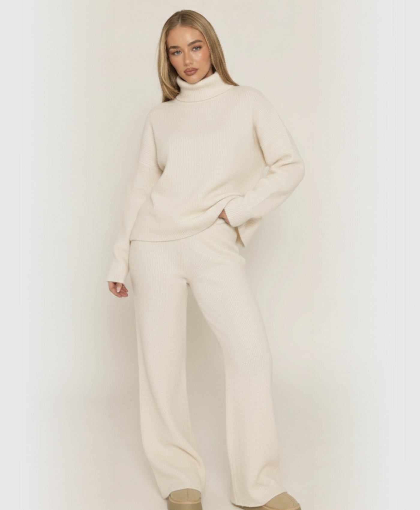Solana | Two Piece Knitted Turtleneck Set - One Size