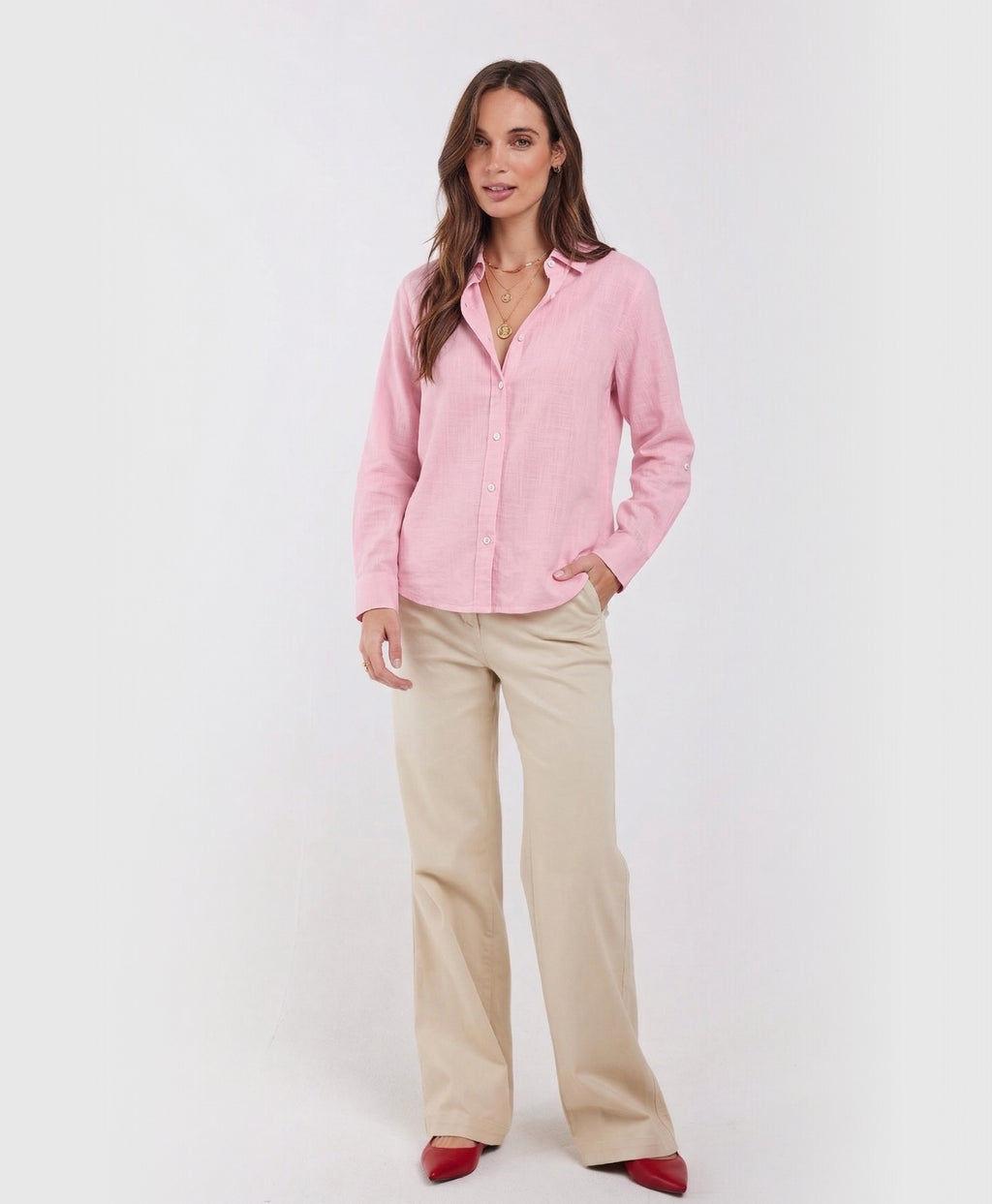 Camilla | Long Sleeve Button Up Cotton Linen Blouse