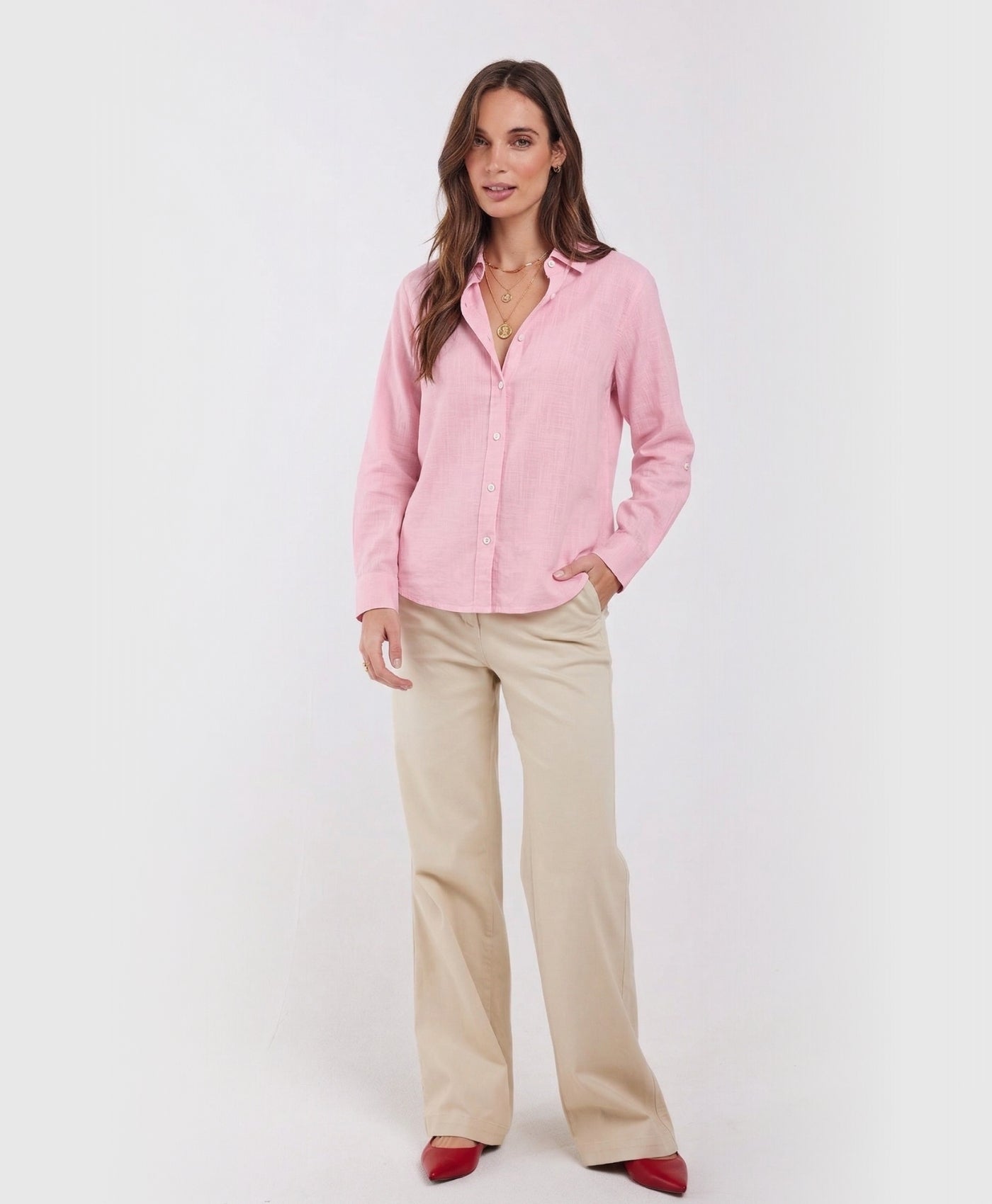 Camilla | Long Sleeve Button Up Cotton Linen Blouse