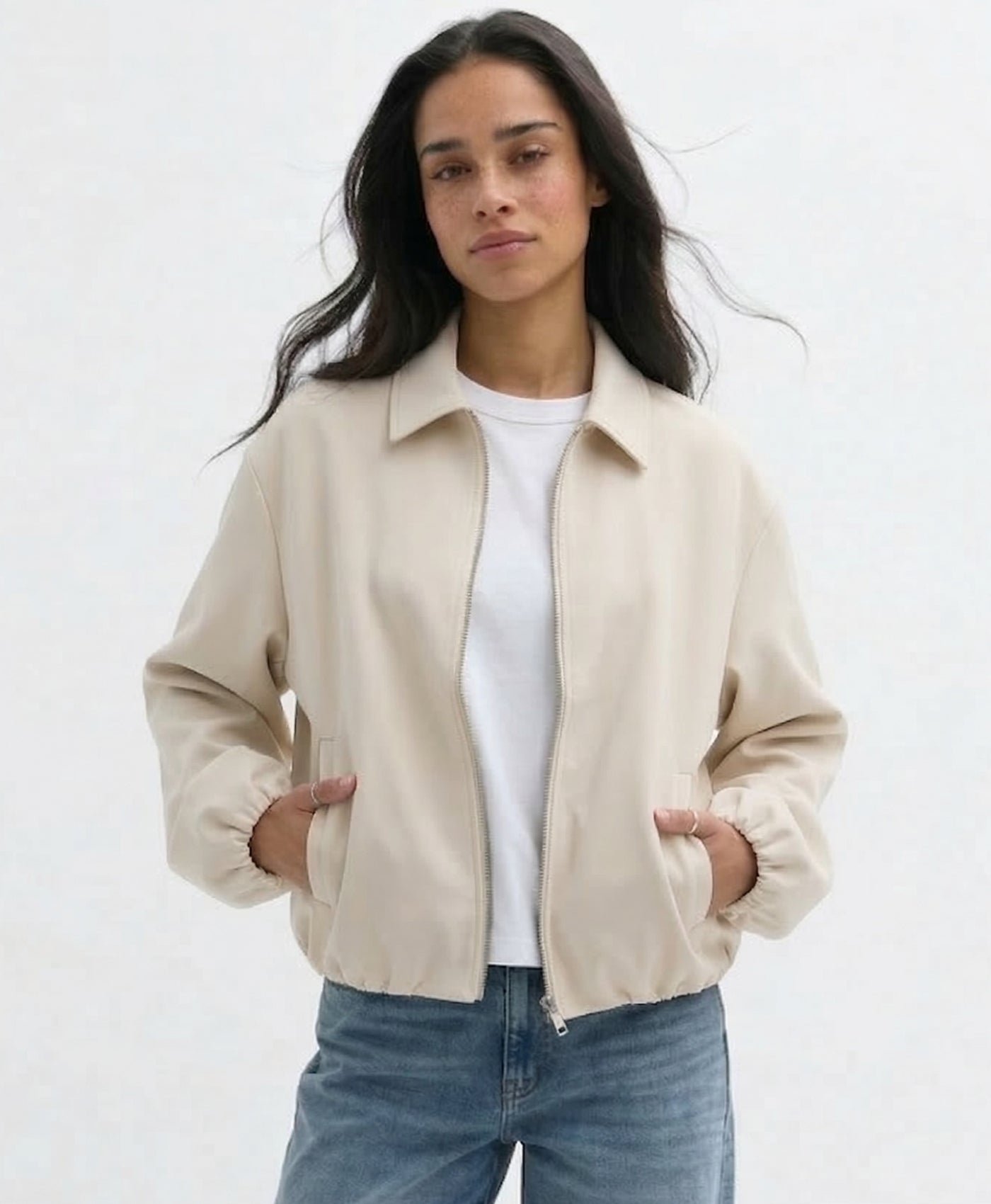 Nira | Slightly Cropped Zip Up Bomber Jacket