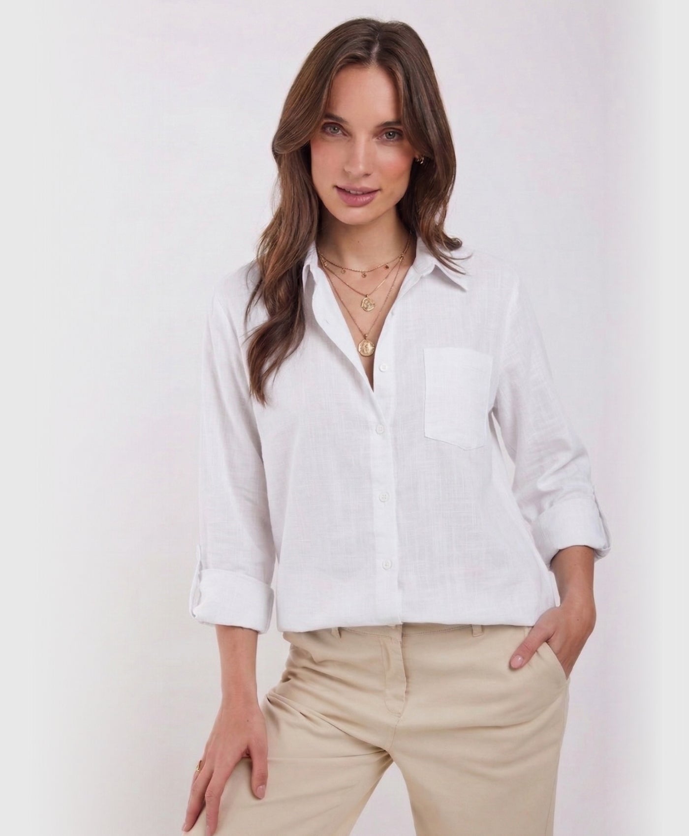 Camilla | Long Sleeve Button Up Cotton Linen Blouse