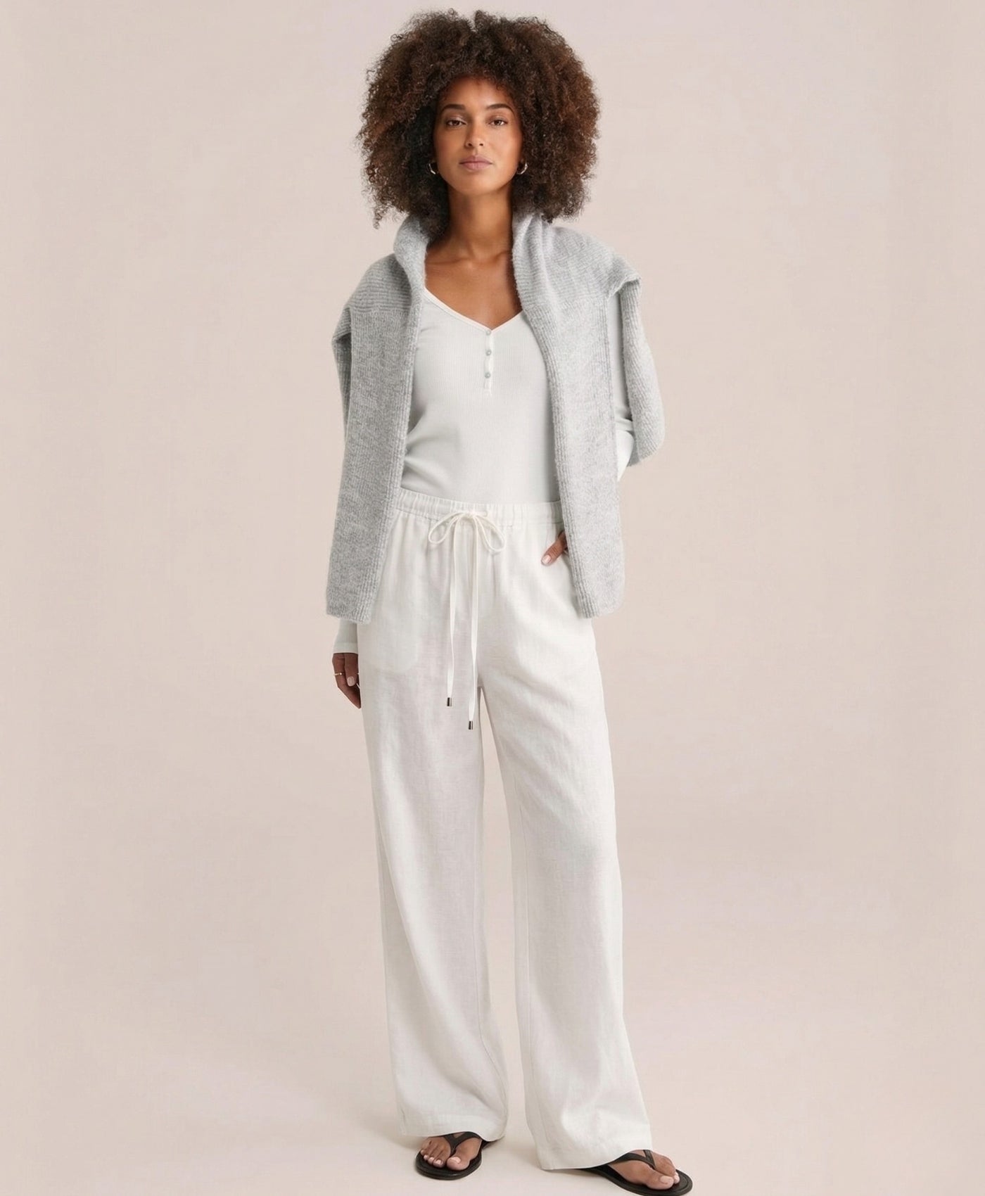 Kaya | Wide-leg Linen Drawstring Pants