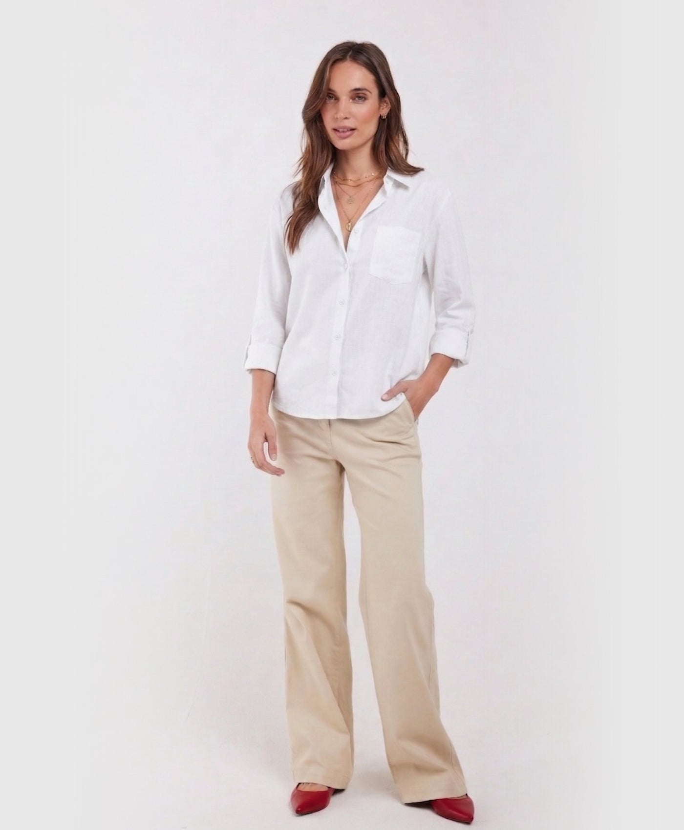 Camilla | Long Sleeve Button Up Cotton Linen Blouse